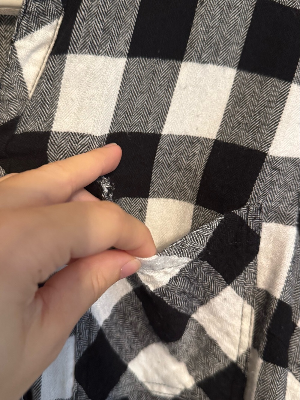 Women’s Black and White Buffalo Plaid Button-Down Shirt - Picture 3 of 7